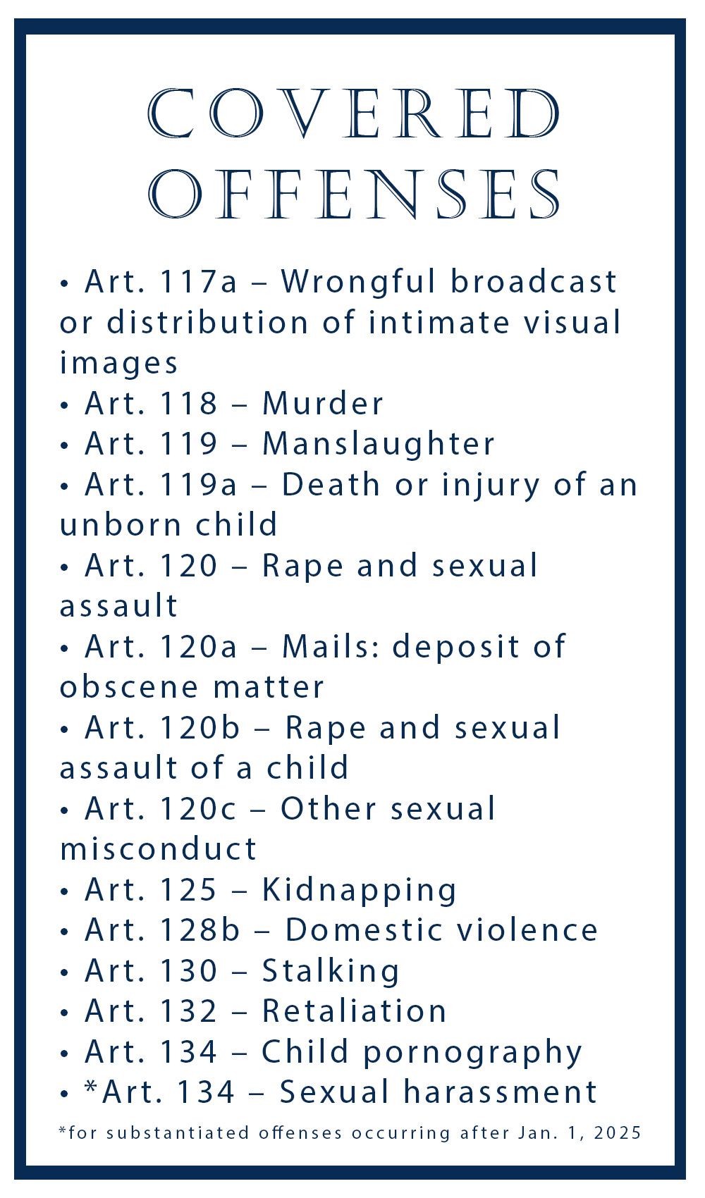 Covered Offenses listed Covered Offenses listed